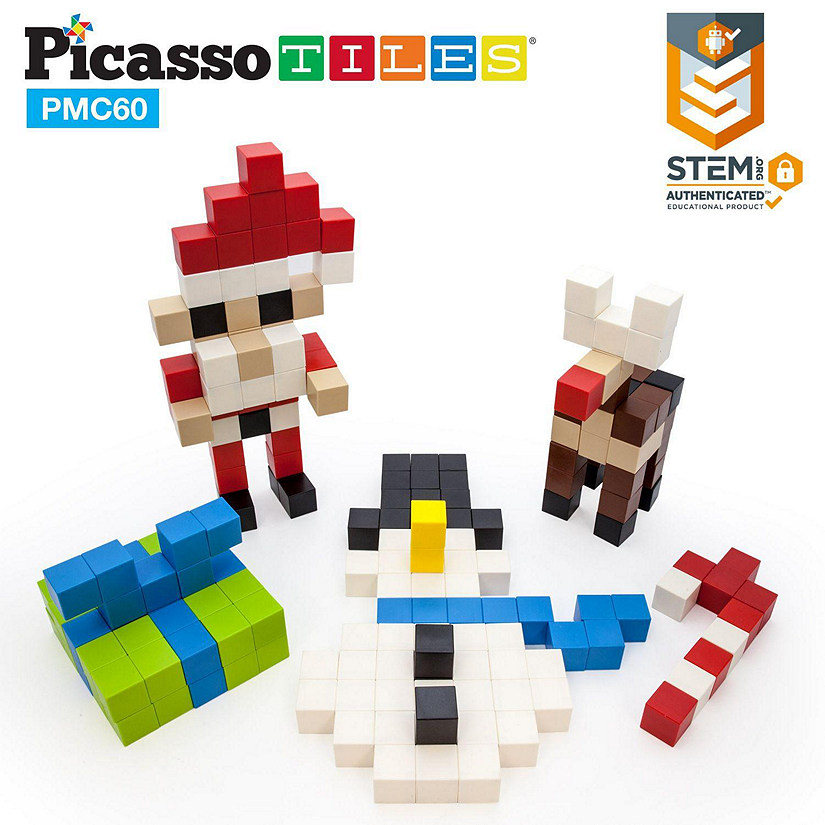 PicassoTiles - 60pc Magnetic Puzzle Cubes PMC60 Image