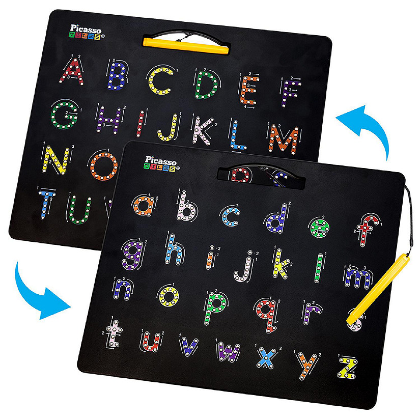 PicassoTiles - Double-Sided Magnetic Drawing Board 12x10 Upper Lower Case PTB03-BLK Image