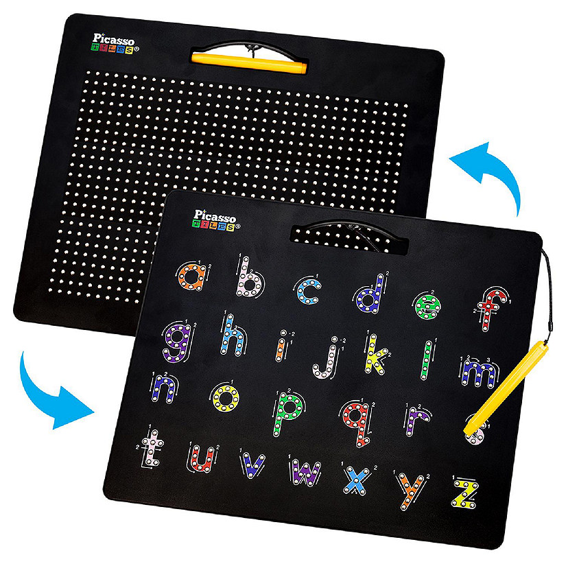 PicassoTiles - Double-Sided Magnetic Drawing Board Alphabet Letter and Freestyle PTB04-BLK Image