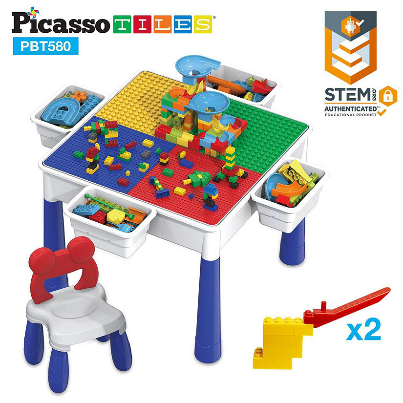 PicassoTiles - Large Building Blocks Activity Center Table & Chair Set PBT580 Image