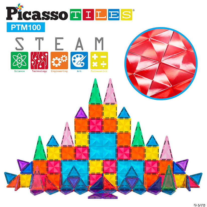 PicassoTiles Mini Diamond Magnetic Building Block, 100-Piece Set Image
