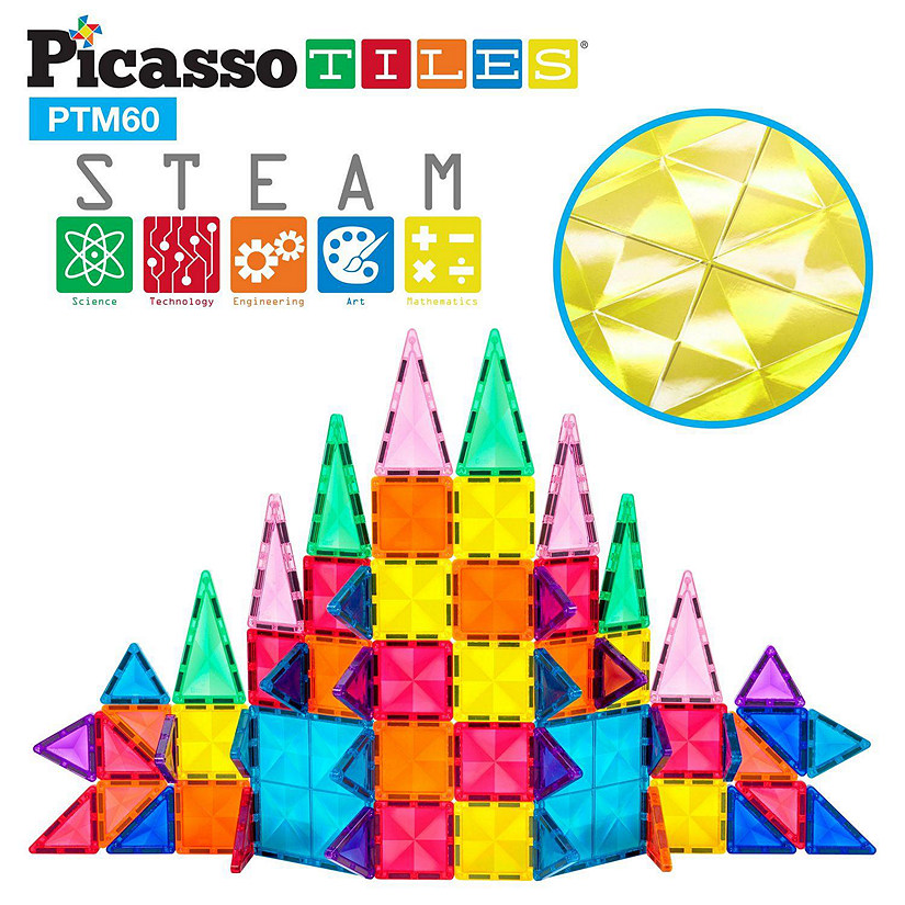PicassoTiles Mini Diamond Magnetic Building Block, 60-Piece Set Image