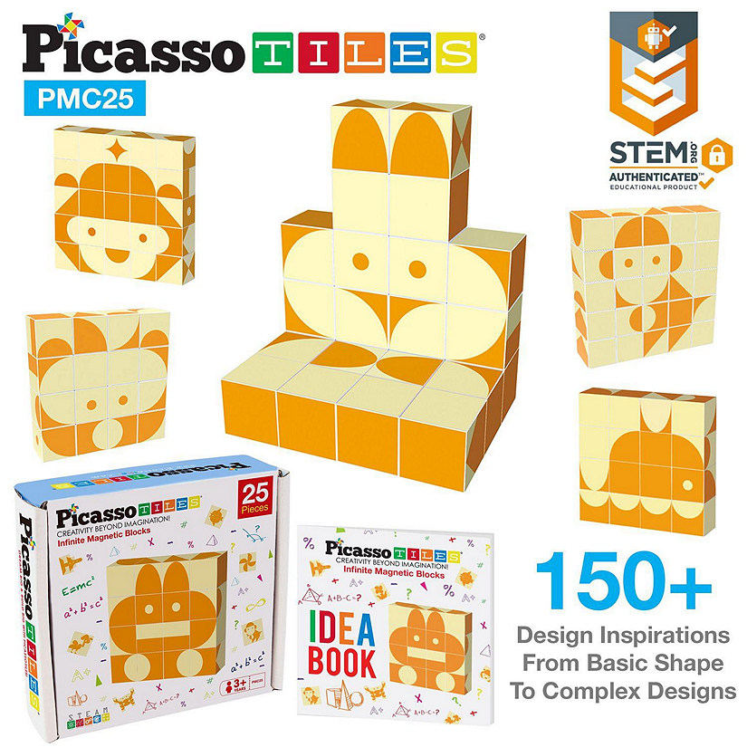 PicassoTiles - Mix and Match 25 Piece Magnetic Puzzle Cube Set PMC25 Image