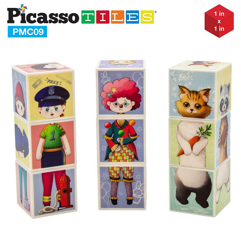 PicassoTiles - Mix and Match 9 Piece Magnetic Magic Puzzle Cube Set PMC09 Image