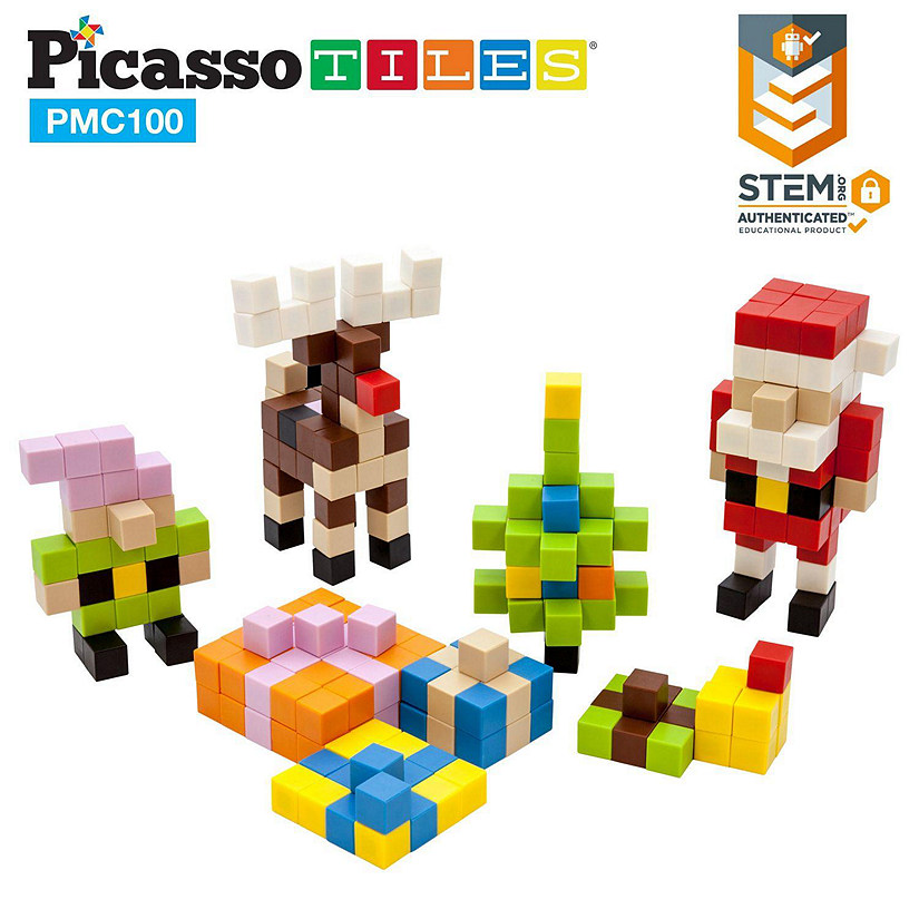 PicassoTiles - Pixel Mini Magnetic Cube Puzzle 100pcs PMC100 Image