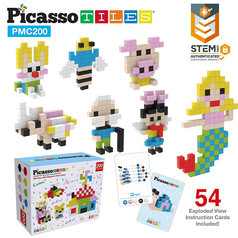 PicassoTiles - Pixel Mini Magnetic Cube Puzzle 200pcs PMC200 Image