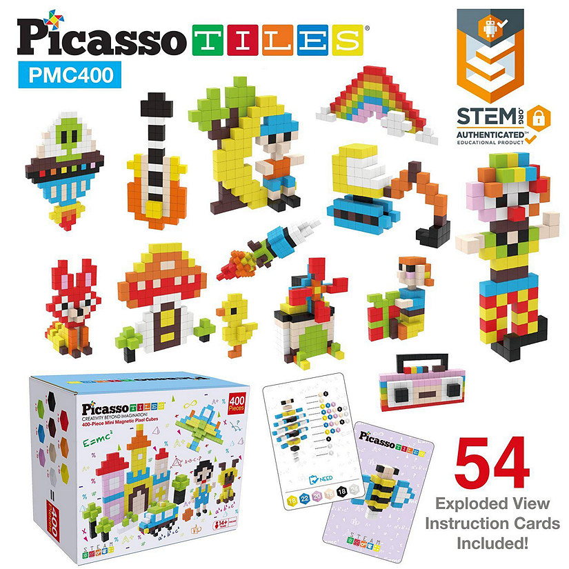 PicassoTiles - Pixel Mini Magnetic Cube Puzzle 400pcs PMC400 Image