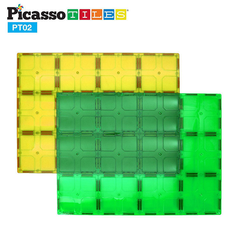 PicassoTiles - PT02 2 Piece Set Magnet Tiles Large Stabilizer Base Jumbo XL Plate Image