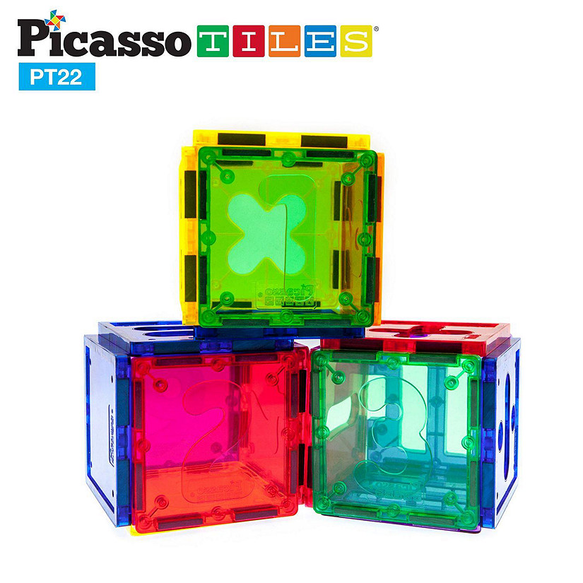 PicassoTiles - PT22 Piece Numerical Set Magnetic Tiles Building Blocks Image