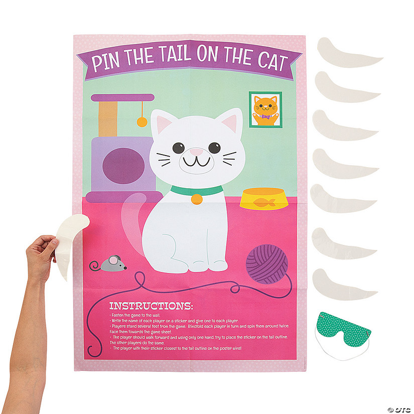 Pin the Tail on the Cat Game for 8 Image