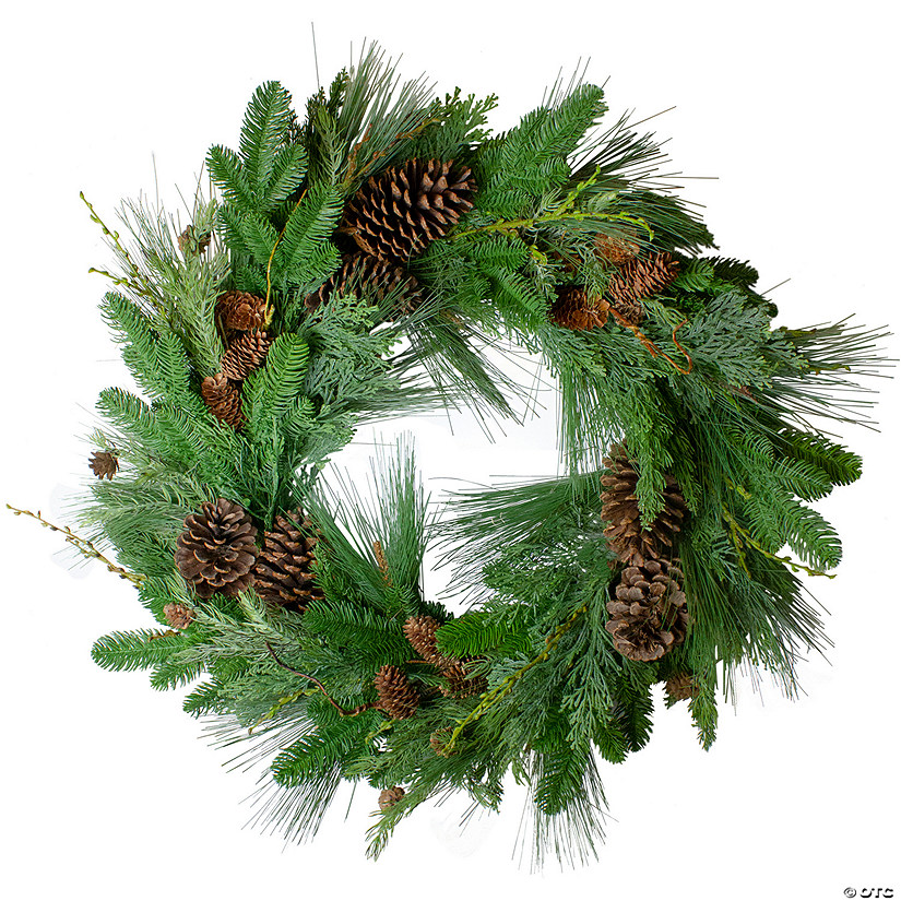 Pine Cone and Cedar Artificial Christmas Wreath - 32-Inch  Unlit Image