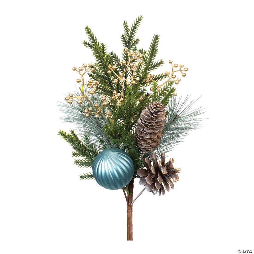 Pine Spray W/Ornament (Set Of 2) 18.5"H Plastic Image