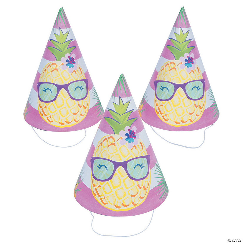 Pineapple &#8217;n Friends Party Cone Hats - 8 Pc. Image