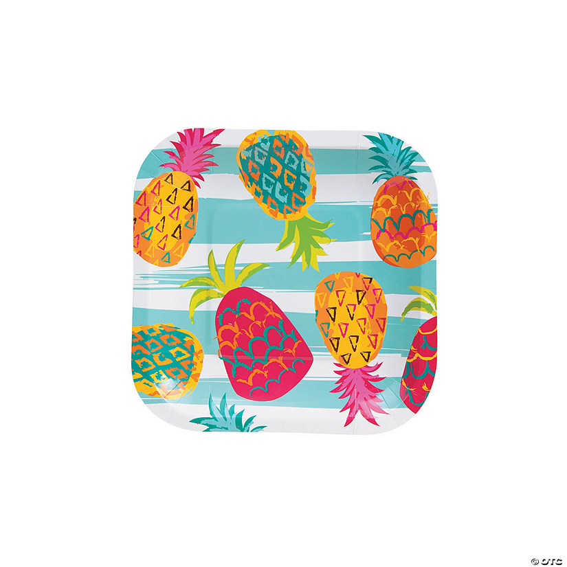 Pineapple Square Paper Dessert Plates - 8 Ct. Image