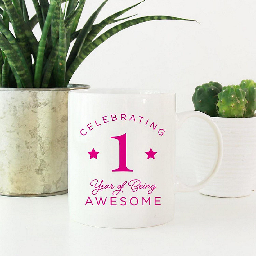 Pink 1 Year Awesome Ceramic Mug Image