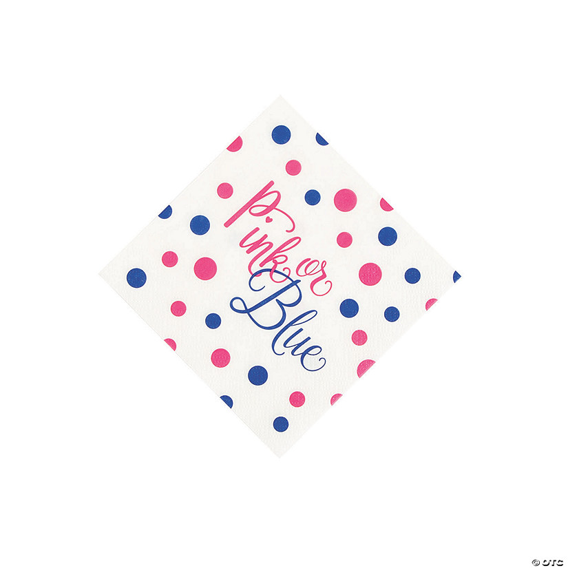 Pink & Blue Polka Dot Beverage Napkins Image