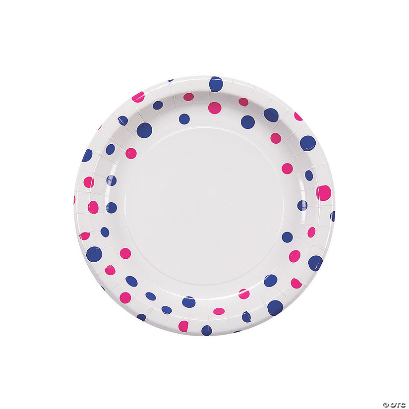 Pink & Blue Polka Dot Paper Dessert Plates - 8 Ct. Image