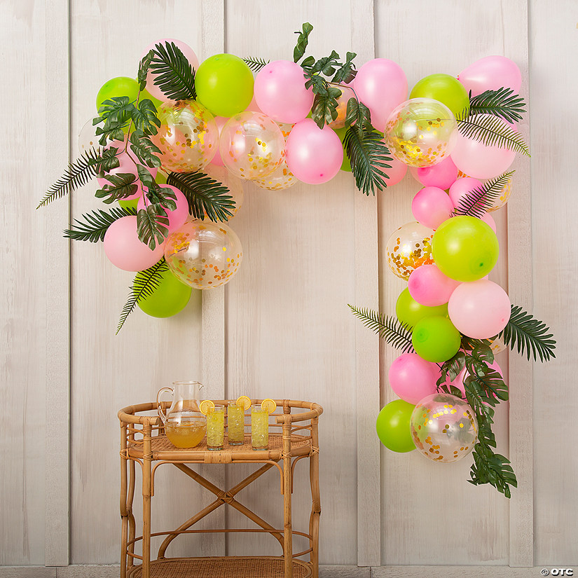 Pink & Green Tropical Balloon Garland Decorating Kit - 110 Pc. Image