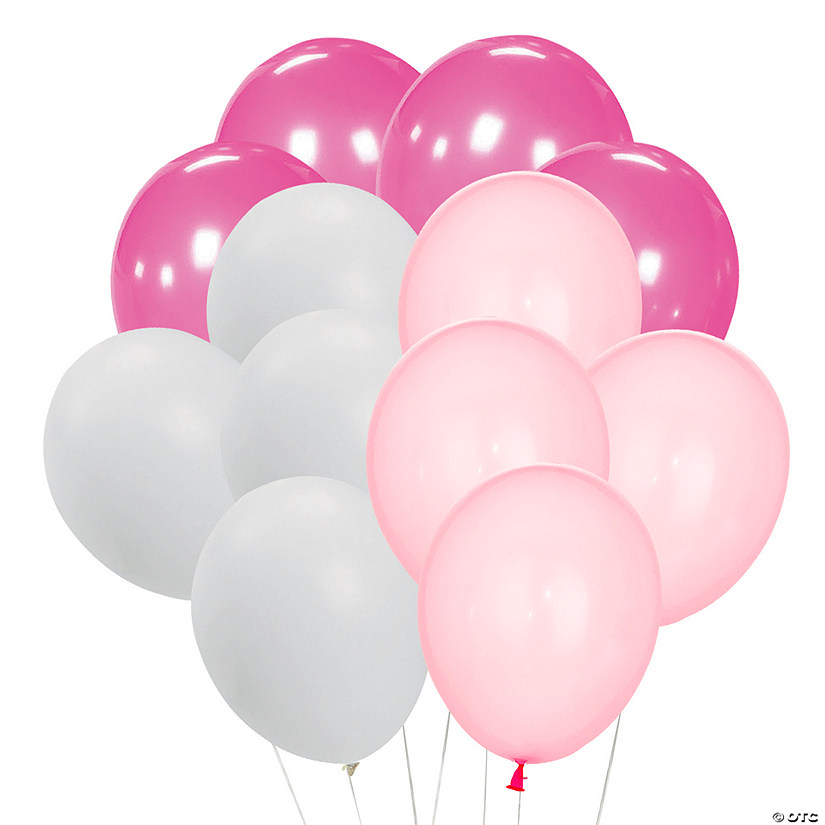 Pink & White 11" Latex Balloon Bouquet Kit - 49 Pc. Image