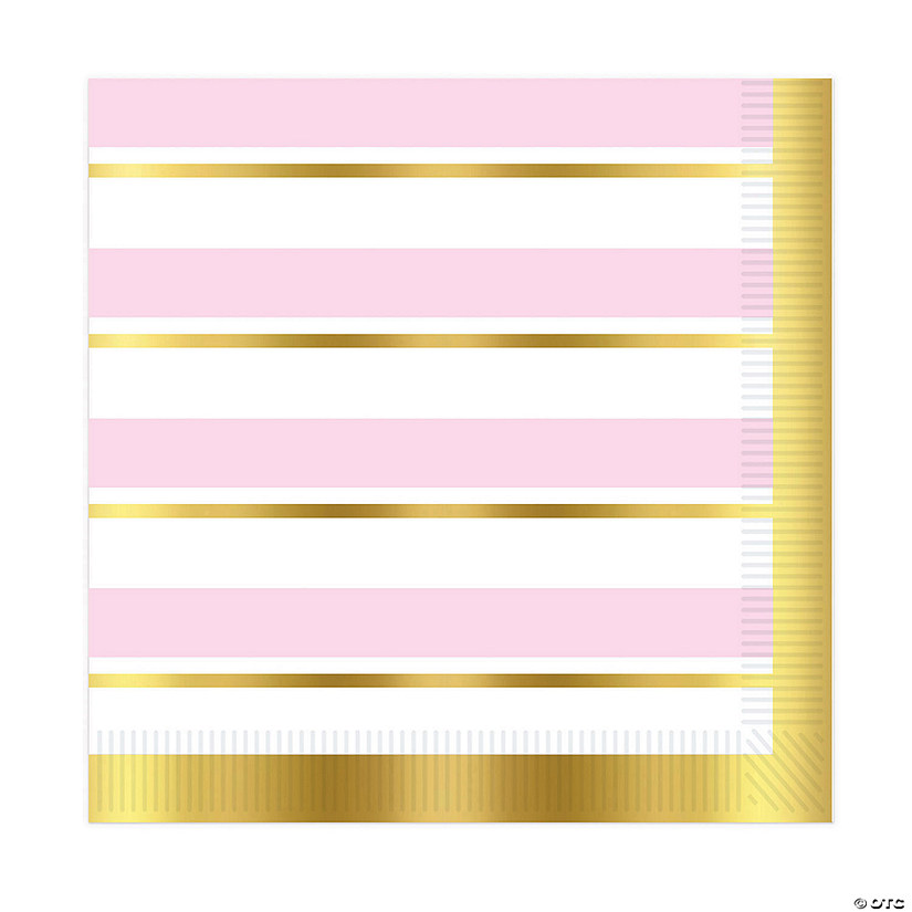 Pink & White Striped Luncheon Napkins - 16 Ct. Image