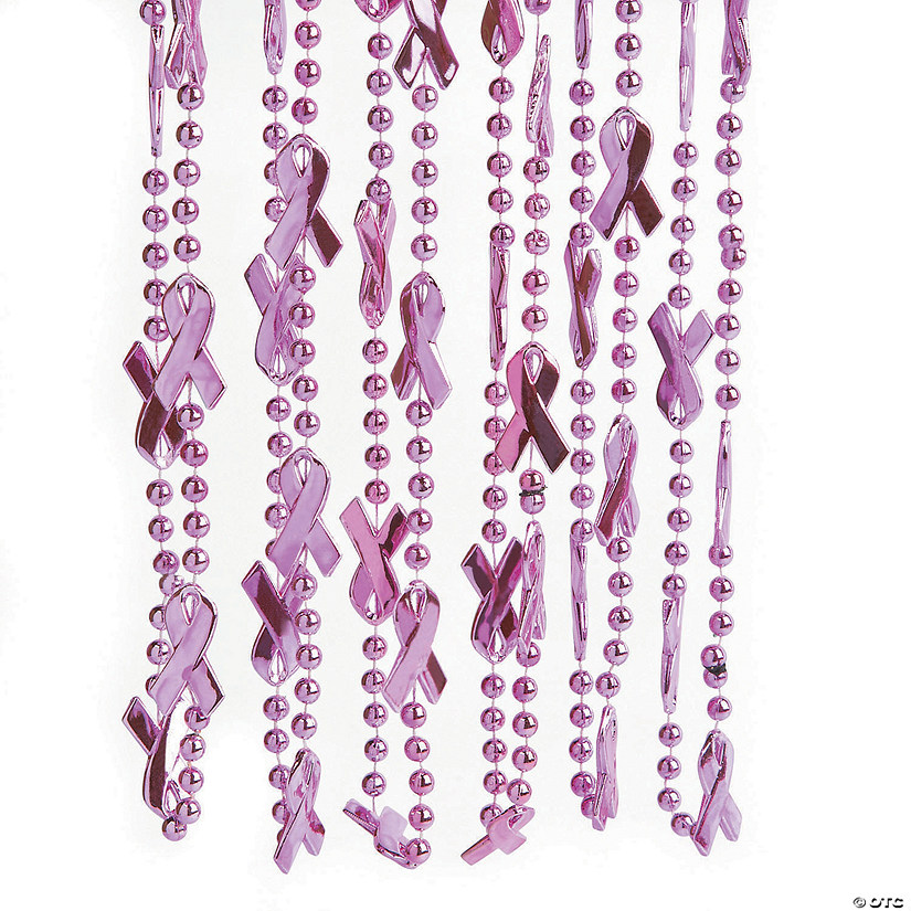 Pink Awareness Ribbon Bead Necklaces - 24 Pc. Image