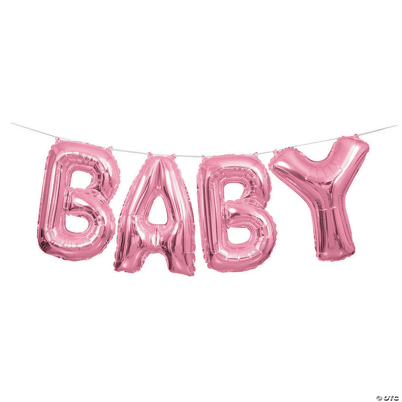 Pink Baby 14" Mylar Balloon Banner - 4 Pc. Image