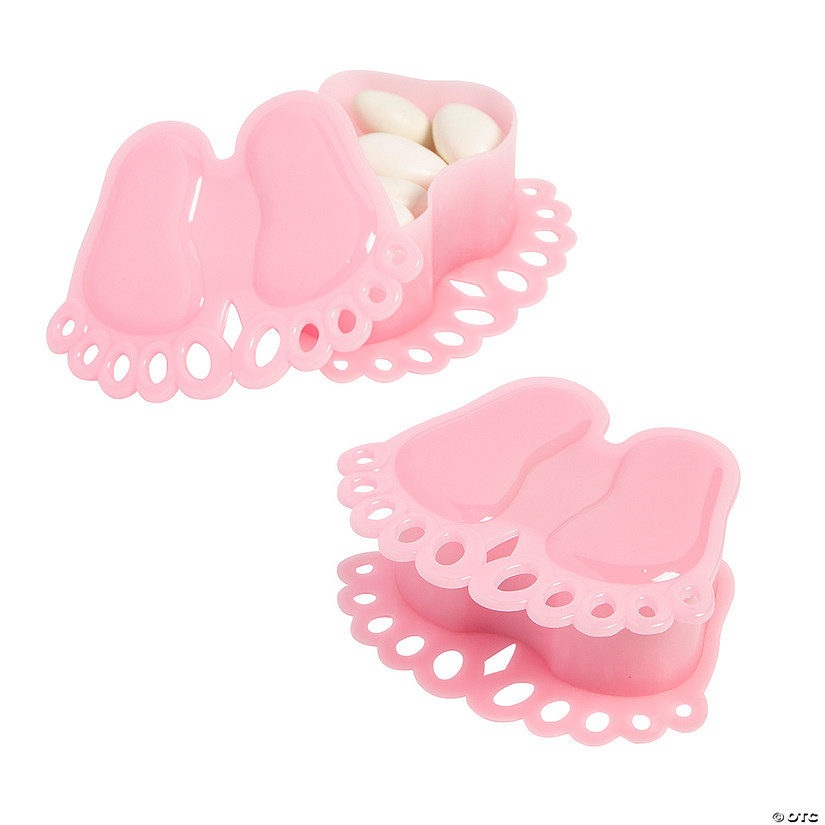 Pink Baby Foot Favor Boxes - 12 Pc. Image