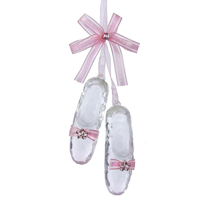 Pink Ballet Shoes With Bow and Jewel Acrylic Ornament D1345 New Image