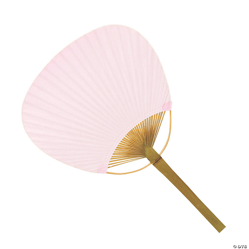 Pink Bamboo Paddle Hand Fans - 6 Pc. Image