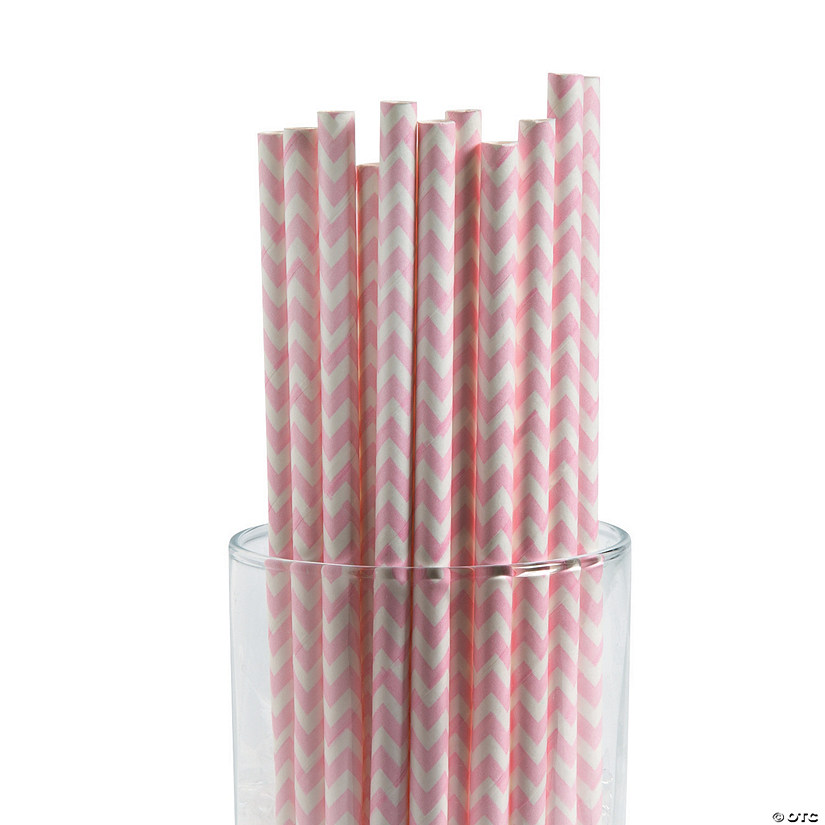 Pink Chevron Paper Straws - 24 Pc. Image