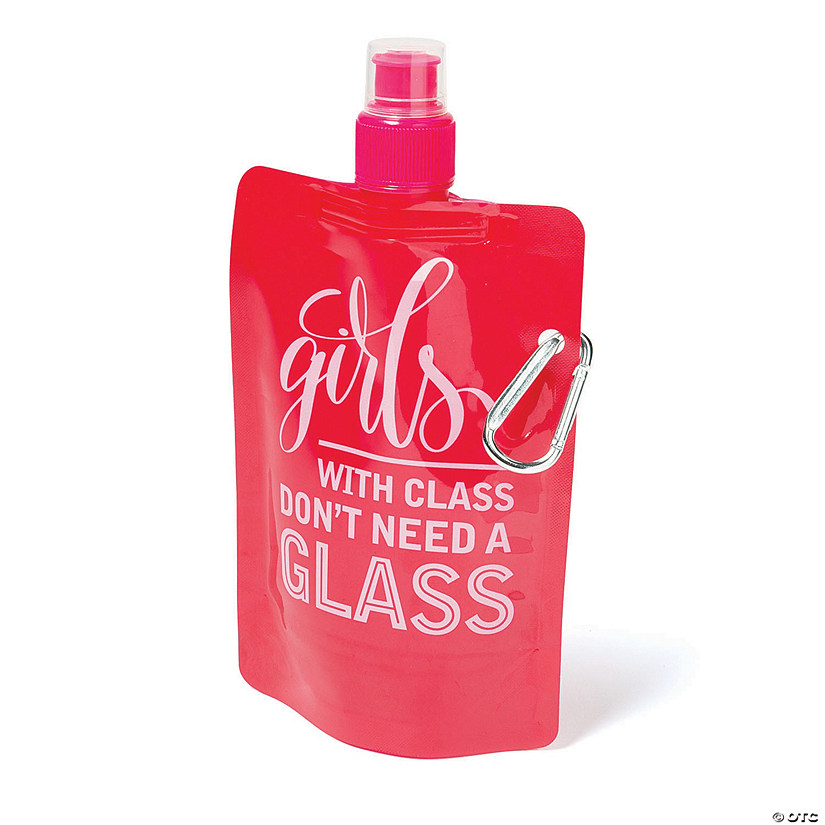 Pink Collapsible Bachelorette Plastic Water Bottles - 12 Ct. Image