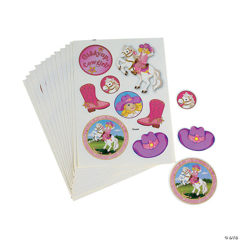 Pink Cowgirl Sticker Sheets - 12 Pc. Image