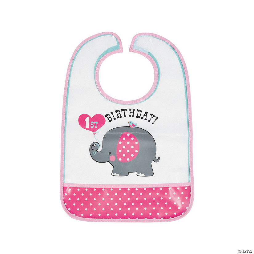 Pink Elephant 1st Birthday Bib Image