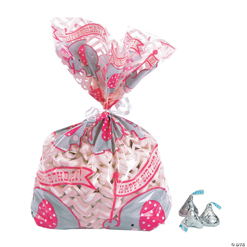 Pink Elephant Cellophane Bags - 12 Pc. Image