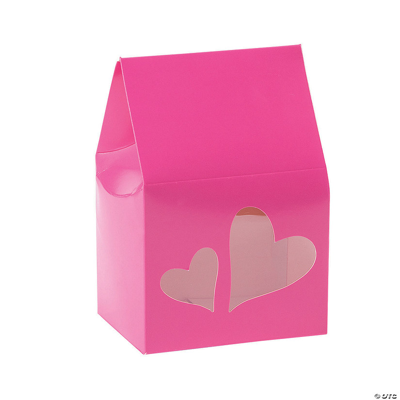 Pink Favor Boxes with Heart Cutouts - 12 Pc. Image
