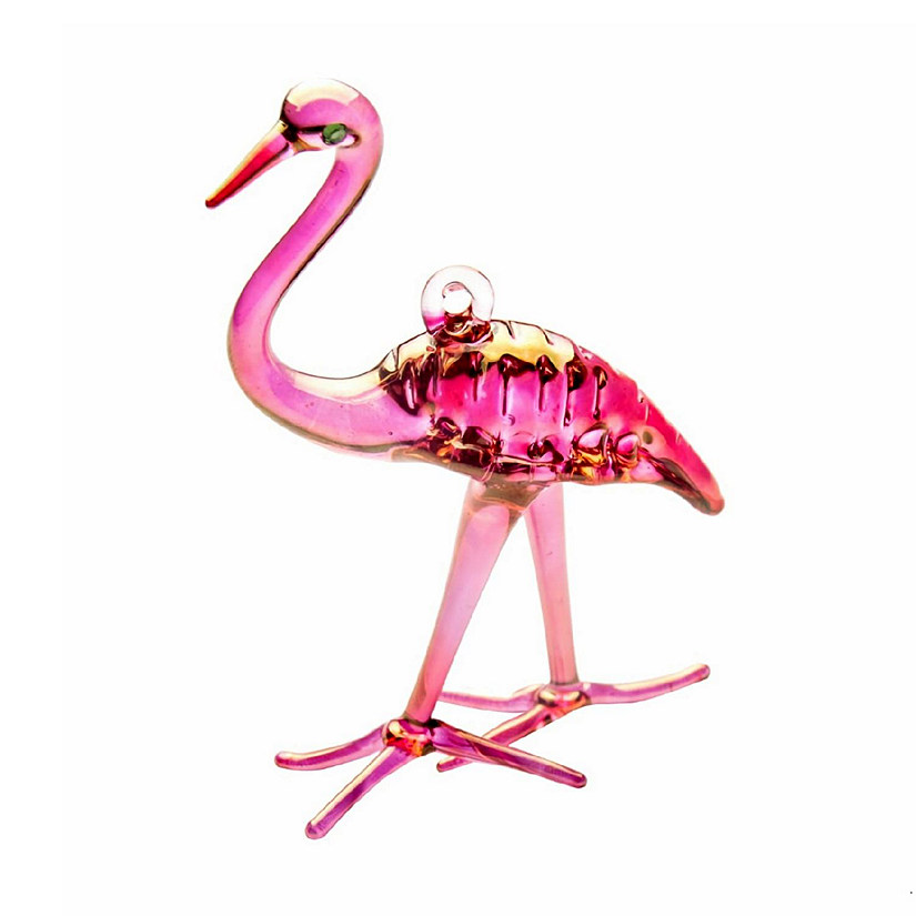 Pink Flamingo Egyptian Glass Christmas Tree Ornament Made in Egypt Image