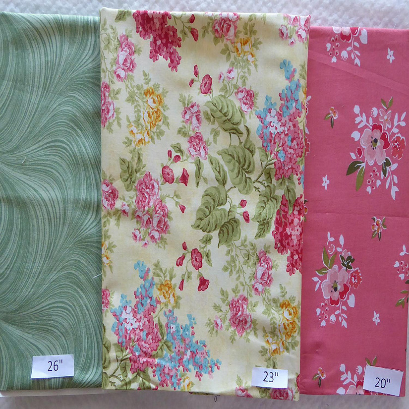Pink Florals Green 1 Yards 33 In Cotton Fabric Last of the Best End of Bolt Image