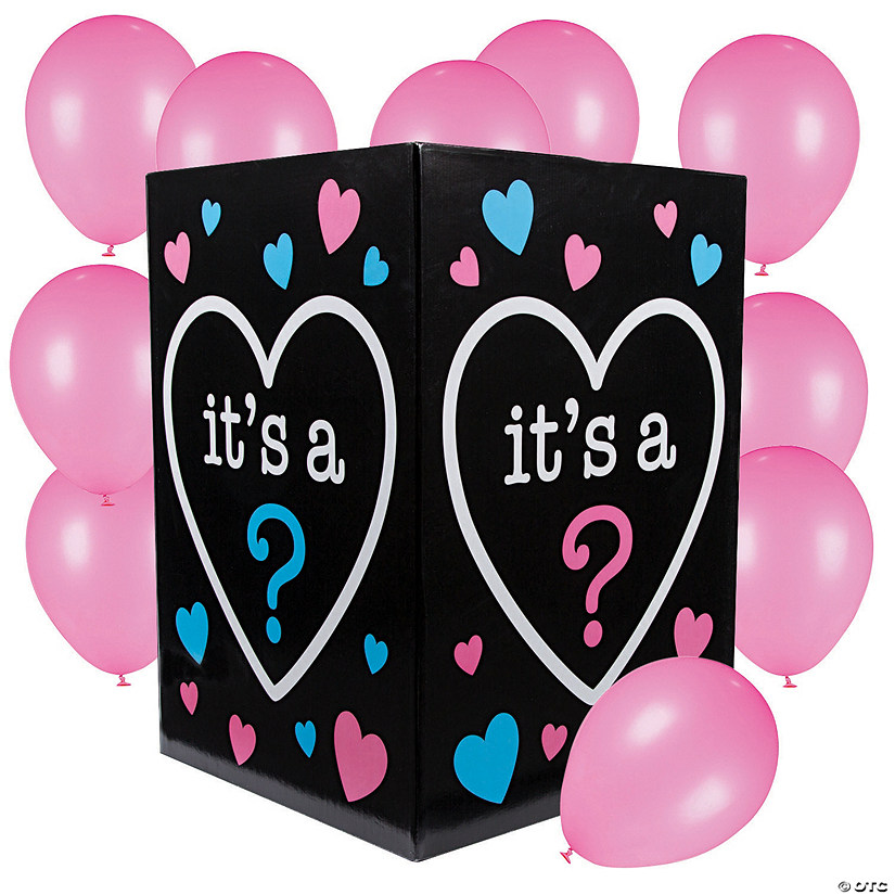 Pink Gender Reveal Box & Balloons Kit - 26 Pc. Image