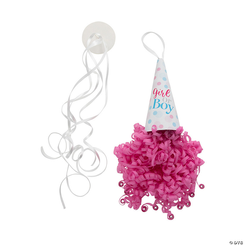 Pink Gender Reveal Pull String Streamers 6 Pc. Oriental Trading
