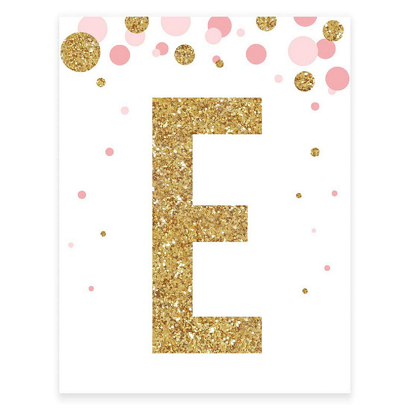 Pink Gold Glitter Letter E 8.5x11 Image