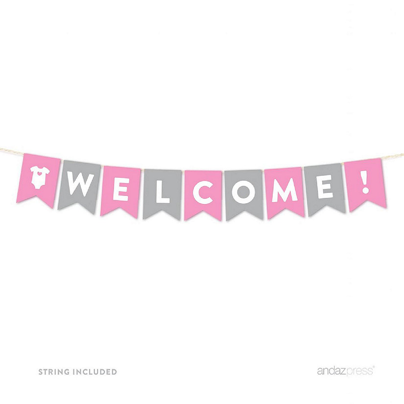 Pink Gray Welcome Banner 4X5.5IN Image