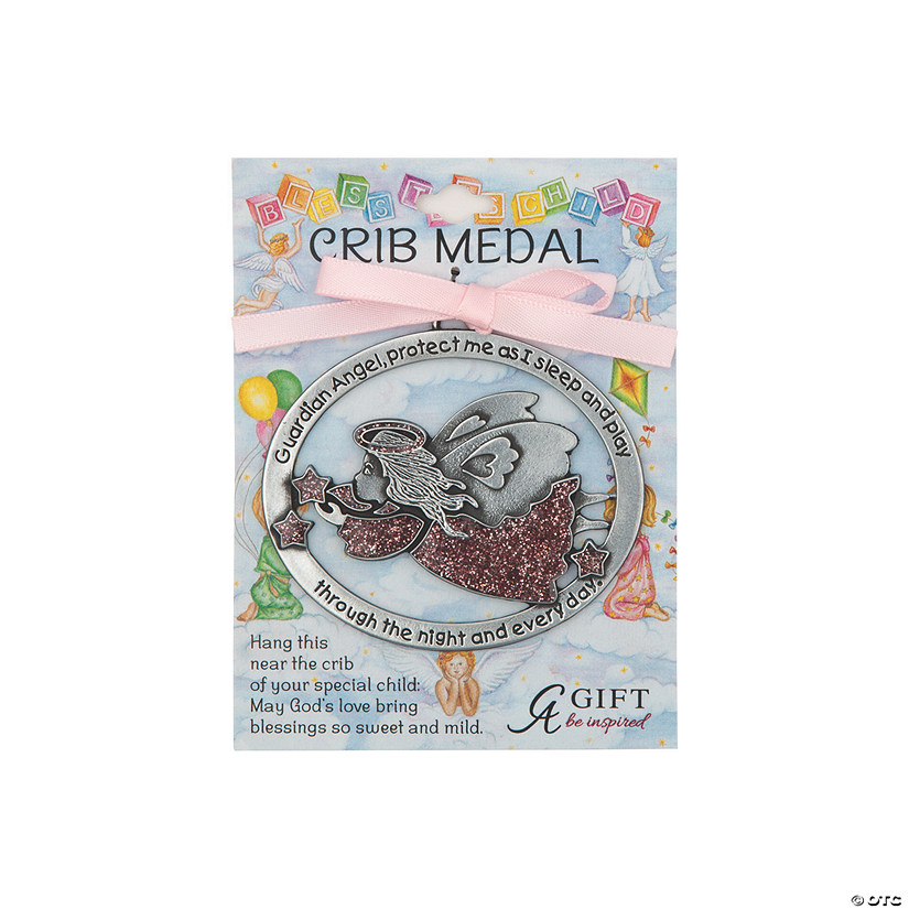 Pink Guardian Angel Crib Medal Oriental Trading