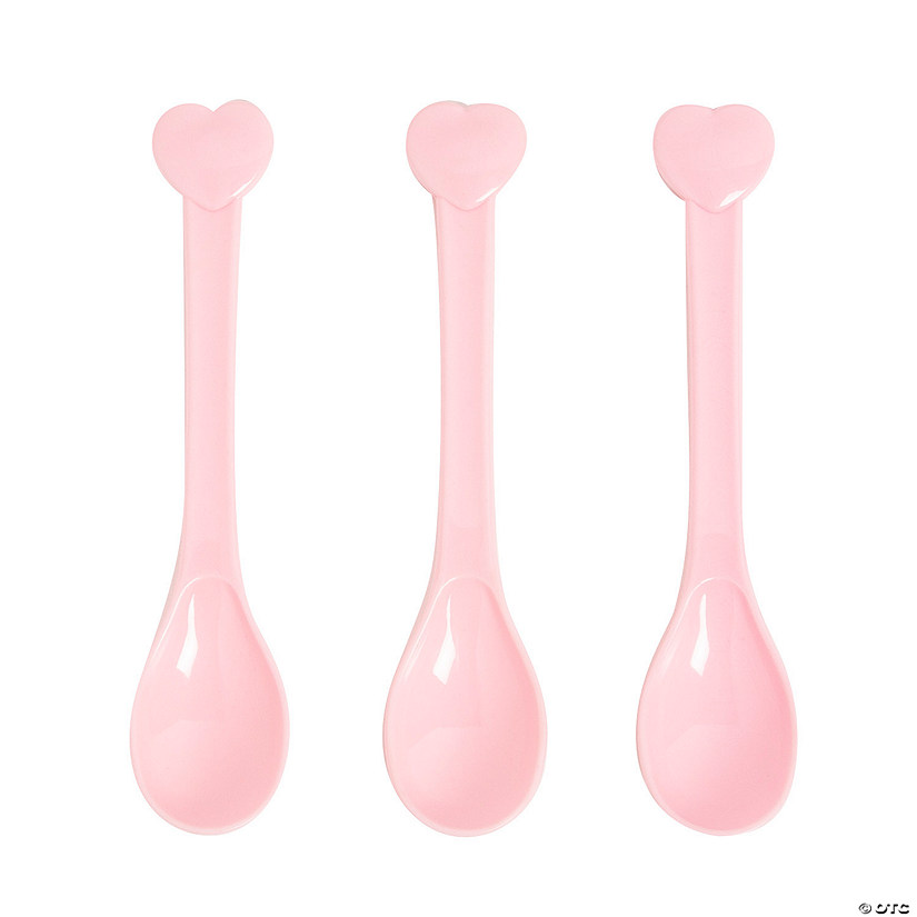 Pink Heart BPA-Free Plastic Spoons - 16 Ct. Image