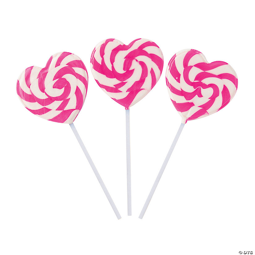 Pink HeartShaped Swirl Lollipops