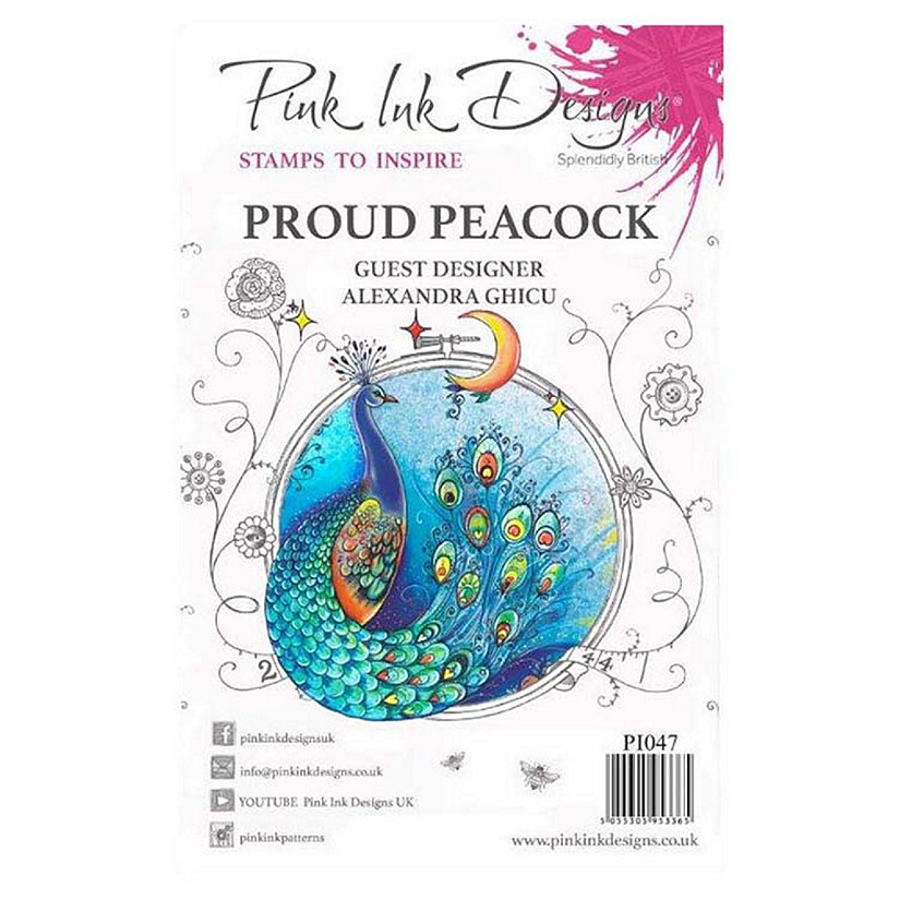 Pink Ink Designs Clear Stamp Proud Peacock Image