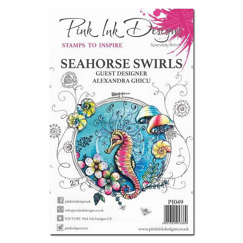 Pink Ink Designs Clear Stamp Seahorse Swirls Image