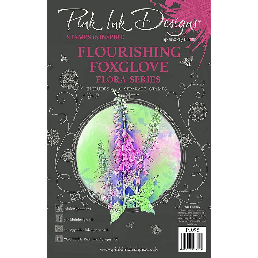 Pink Ink Designs Flourishing Foxglove A5 Clear Stamp Set Image