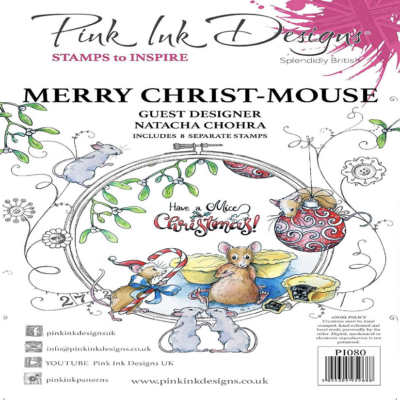 Pink Ink Designs Merry Christ Mouse A5 Clear Stamp Set