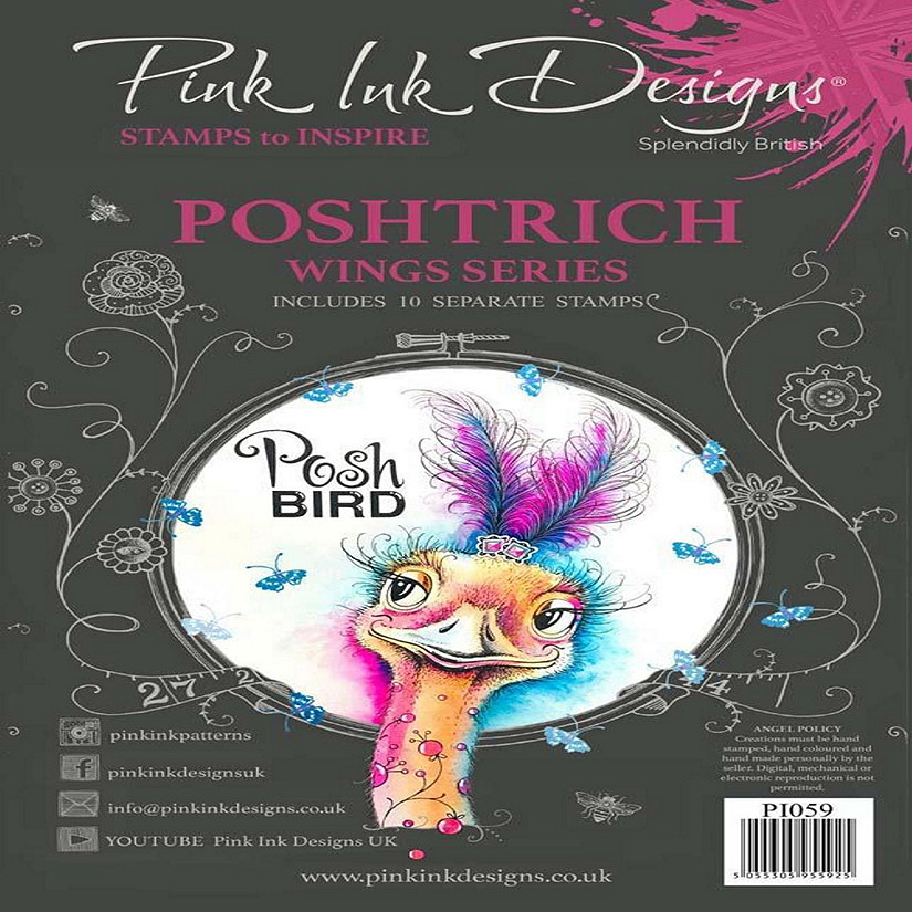 Pink Ink Designs Postrich A5 Clear Stamp Image