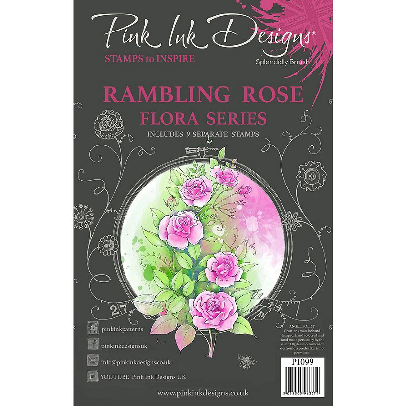 Pink Ink Designs Rambling Rose A5 Clear Stamp Set Image